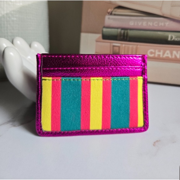 Kurt Geiger Pink Metallic Stripe Card Holder NIB - Picture 4 of 4
